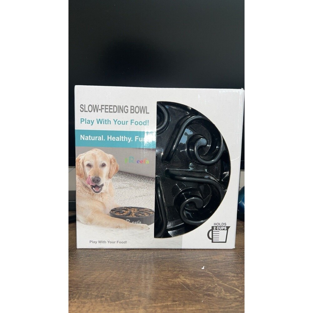Slow Feeding Dog Bowl- Black, Natural, Healthy & Fun